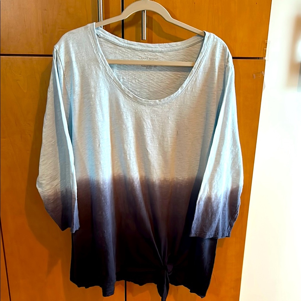 Lane Bryant White and Blue Tie Front  Tunic
